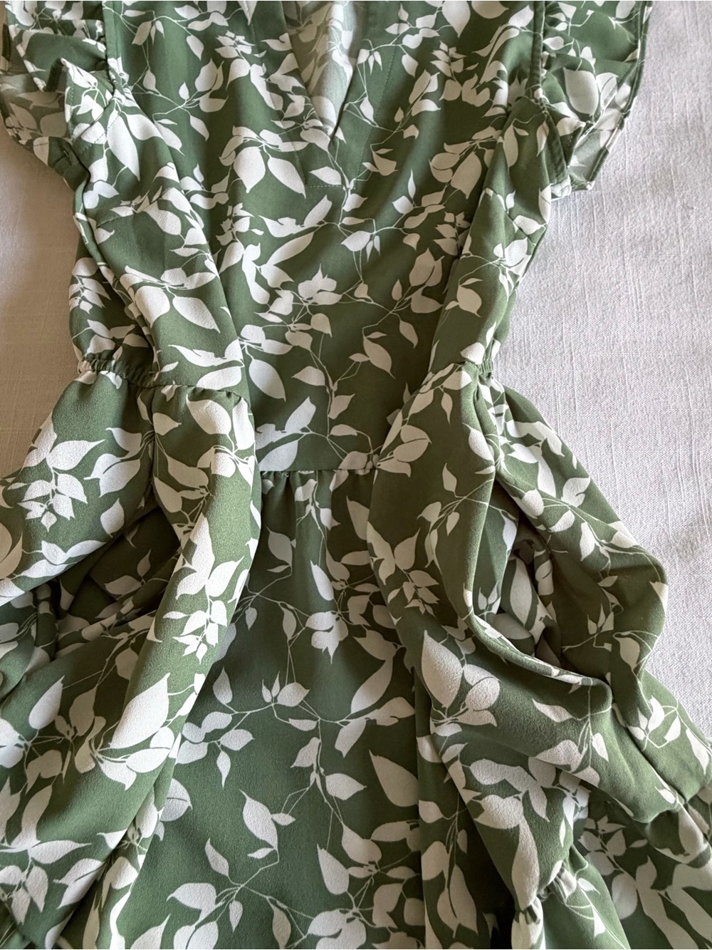 PrettyGarden Dress Womens S Green Floral V Neck Maxi Flutter Sleeve Pockets Boho - Picture 6 of 10